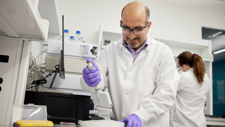 A person working in a lab